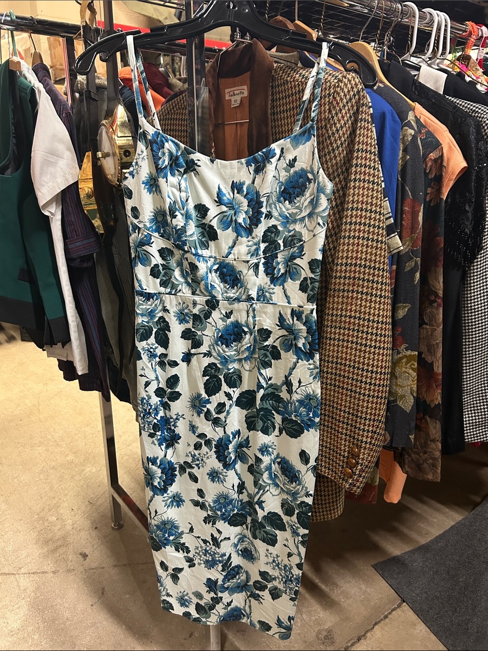ASOS White & Blue Floral Midi Dress